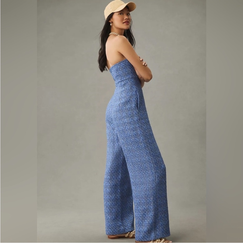 Anthropologie Mare Mare Strapless Wide-Leg Tweed Jumpsuit